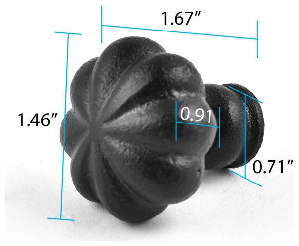 Cabinet Hardware Knob Black Wrought Iron Floral Mission Design 1.5" Di. Set of 4