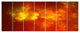 Orange Starry Fractal Sky, Abstract Canvas Art Print, 83"x32", 7 Panels