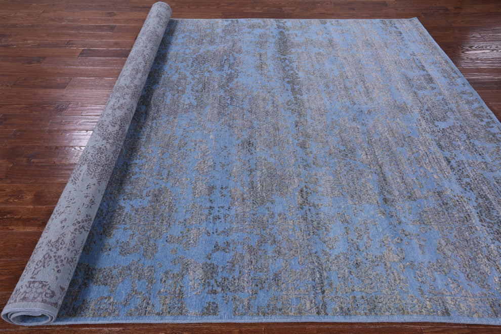Wool and Silk Modern Handmade Rug 7' 10" X 10' 1" Q9138