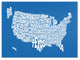 'USA States Text Map - Summer' Canvas Art by Michael Tompsett