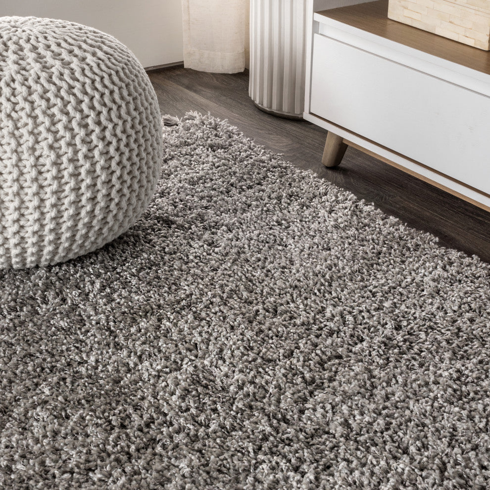 Mercer Shag Plush Tassel Area Rug, Grey, 2 X 8