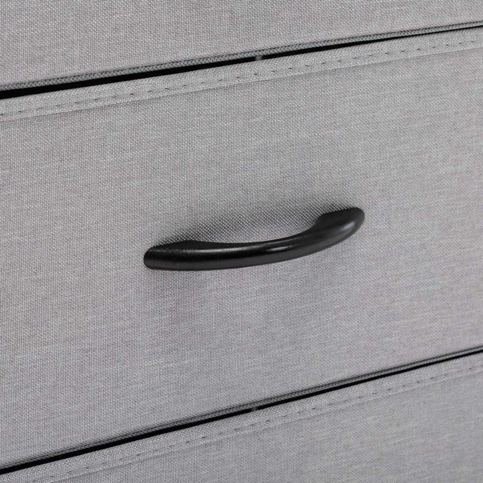 6 Fabric Drawers Steel Frame Double Dresser, Grey