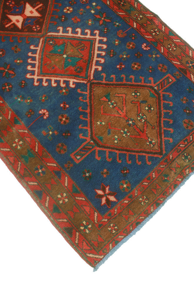 Fine Vintage Distressed Stephan Blue/Red Runner, 3'7x9'10