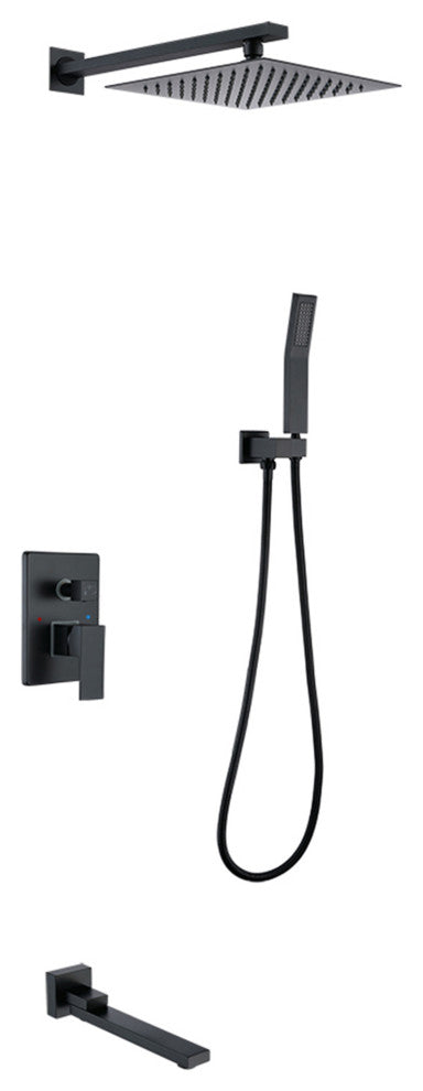 Shower System with Handheld Shower & 180 Degree Rotation Tub Spout, Matte Black