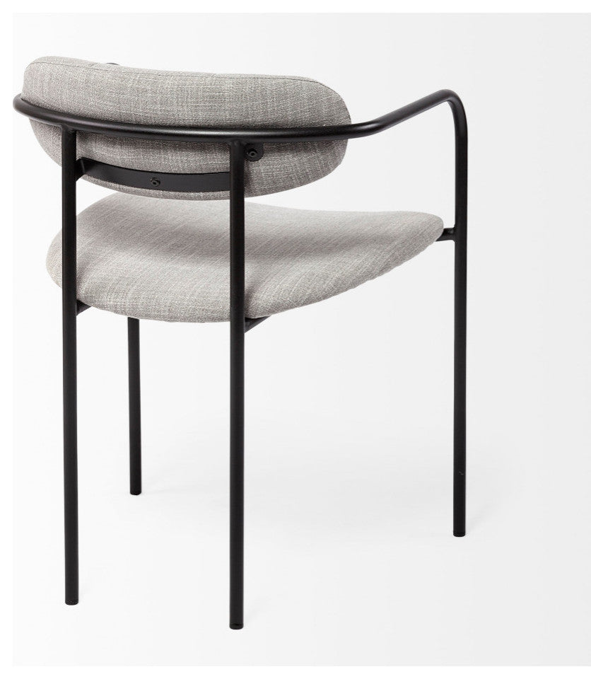 Parker Gray Fabric Seat Black Metal Dining Chair (Set of 2)