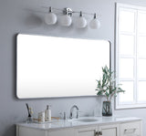 Ellis Soft Corner Metal Rectangular Mirror, Silver, 30"x60"