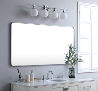 Ellis Soft Corner Metal Rectangular Mirror, Silver, 30"x60"