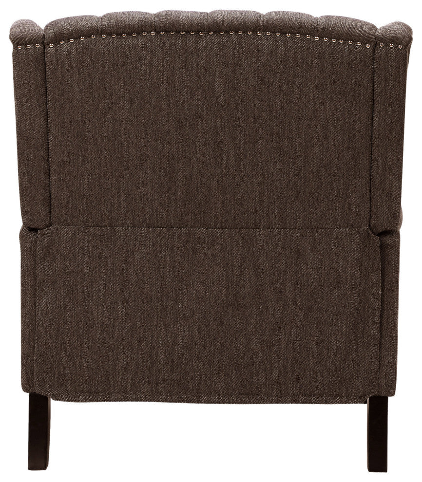Salome Oversized Tufted Fabric Push Back Recliner, Brown and Dark Brown