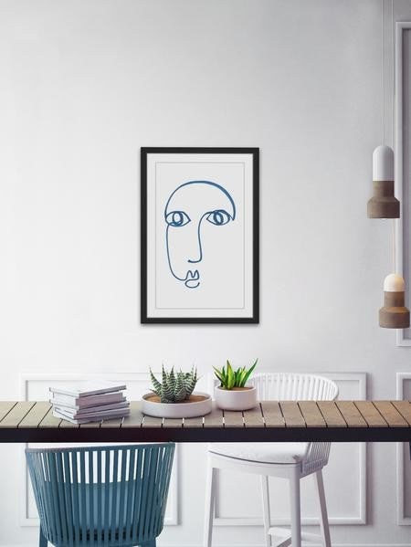 "Blue Sketch" Framed Painting Print, 30"x45"