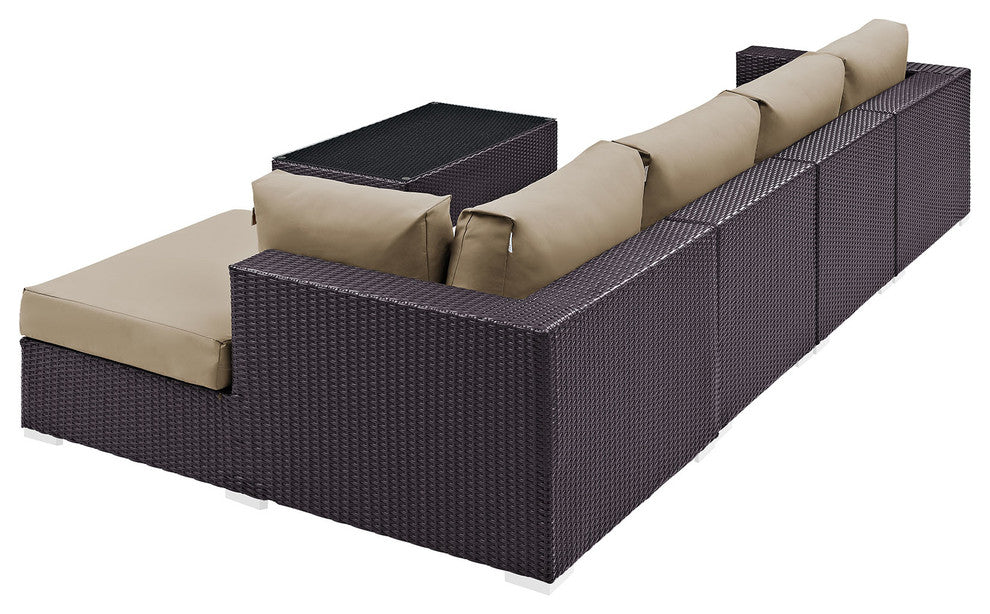 Espresso Mocha Convene 5-Piece Outdoor Patio Sectional Set