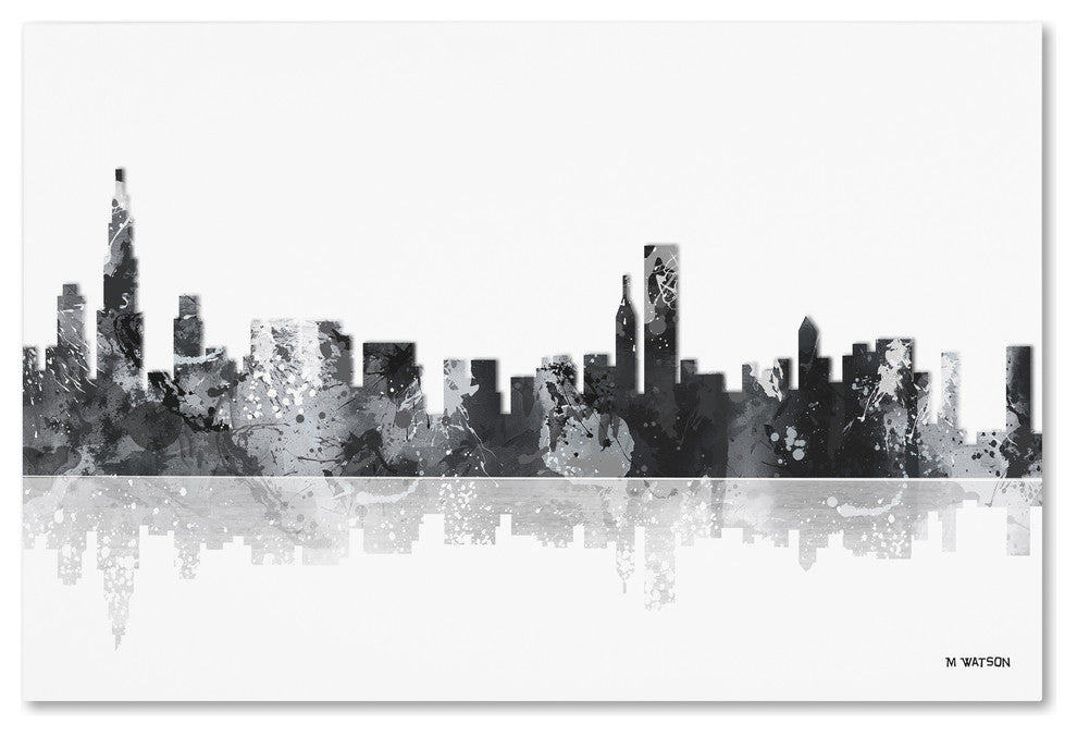 Marlene Watson 'Chicago Illinois Skyline BG-1' Canvas Art, 16"x24"