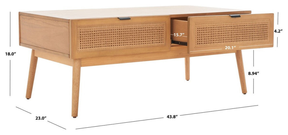 Safavieh Baisley 2 Drawer Coffee Table, Natural