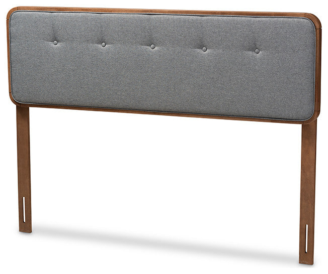 Palina Mid-Century Modern Dark Gray Walnut Brown Wood King Size Headboard
