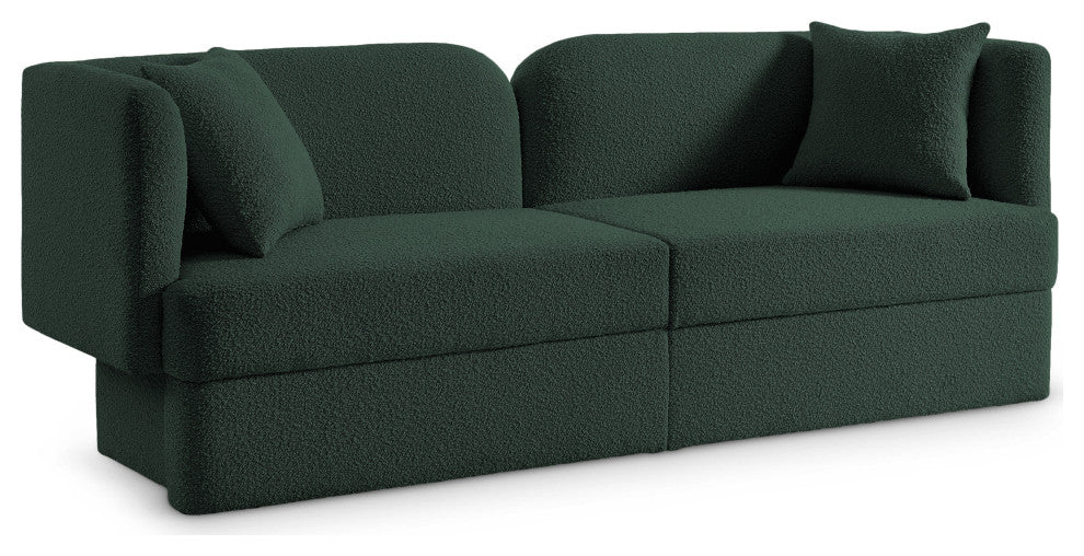 Marcel Boucle Fabric Upholstered Sofa, Green