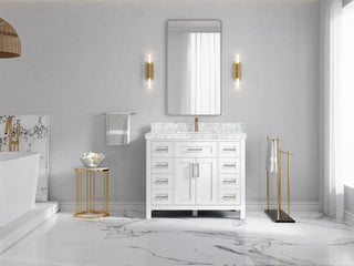 Cambridge 42 Single Sink Bath Vanity in White 2" Carrara Marble