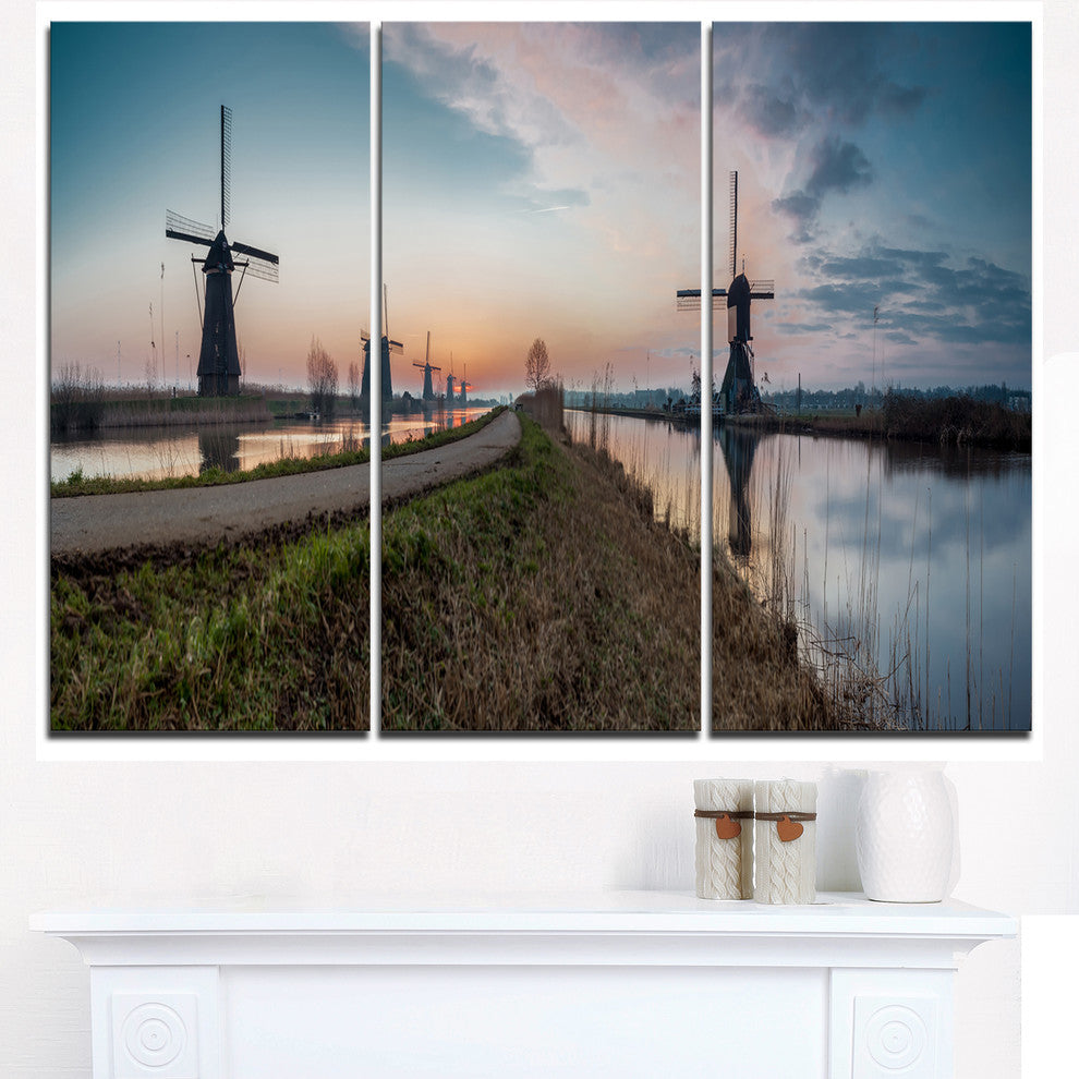 "Kinderijk Holland Panorama" Metal Wall Art, 3 Panels, 36"x28"