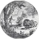 Lion Eating Man, Landscape Animal Round Wall Art, 11"
