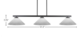 Atlas 3-Light Bar, Matte Black/White Muslin
