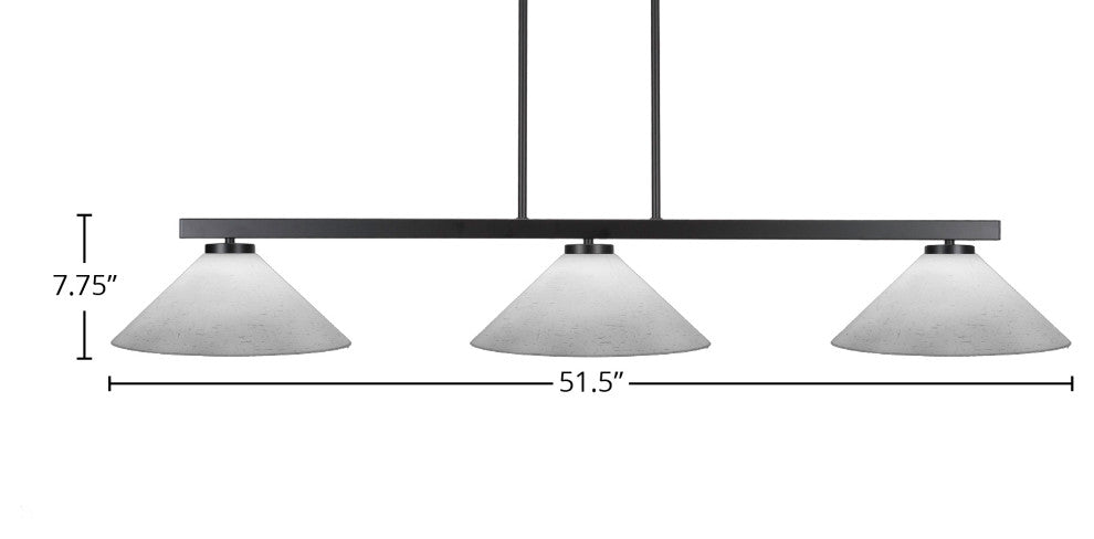 Atlas 3-Light Bar, Matte Black/White Muslin