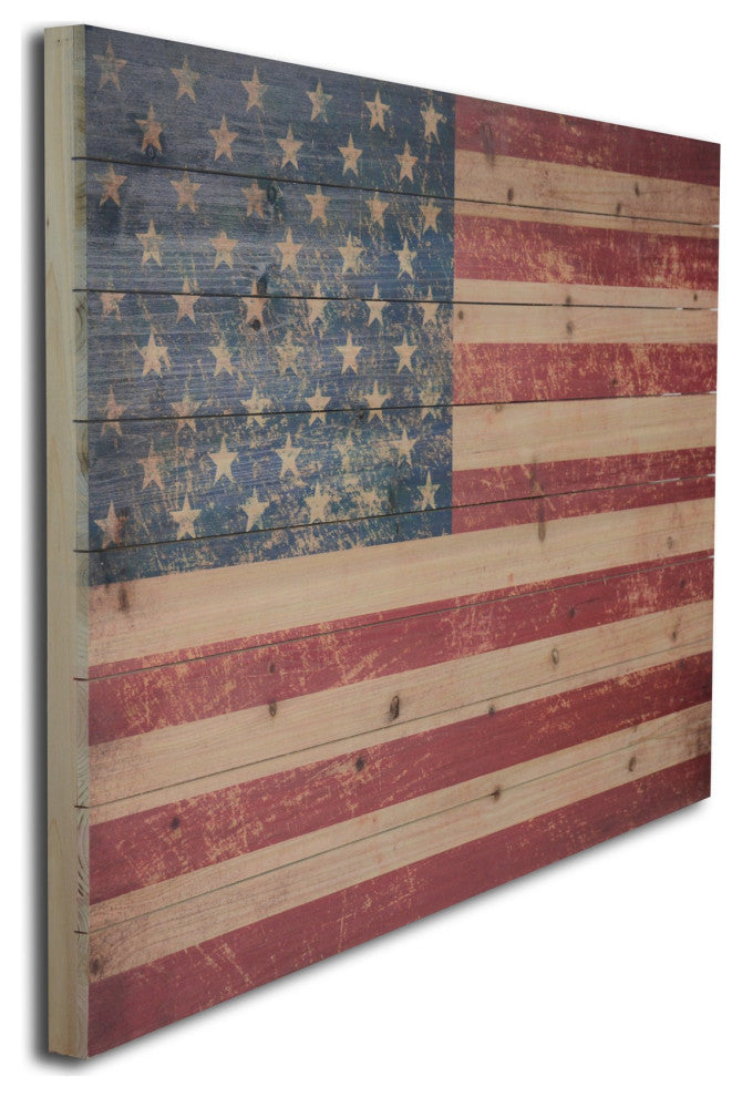 36" Striking USA Flag Wood Plank Wall Art