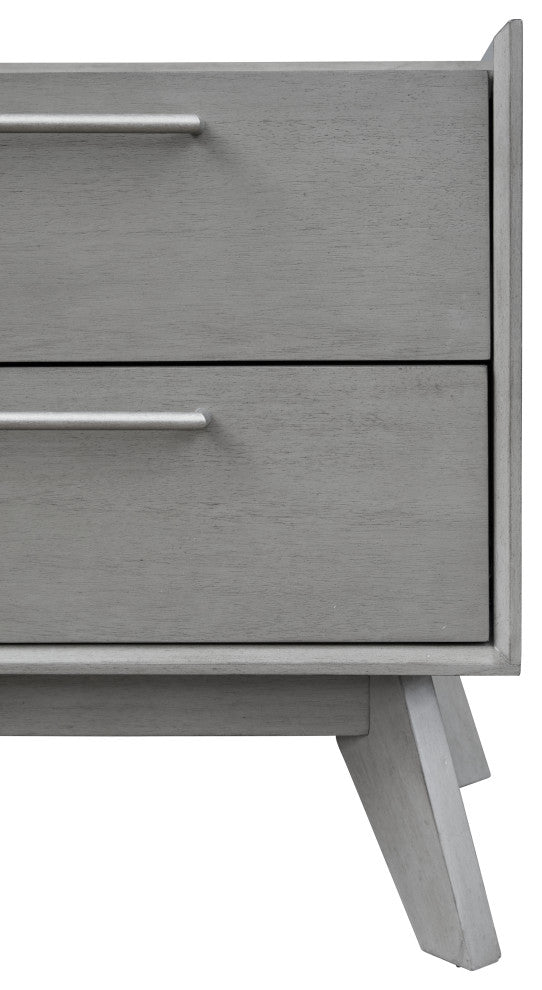Mid-Century Modern Night Stand, Gray 2-Drawer