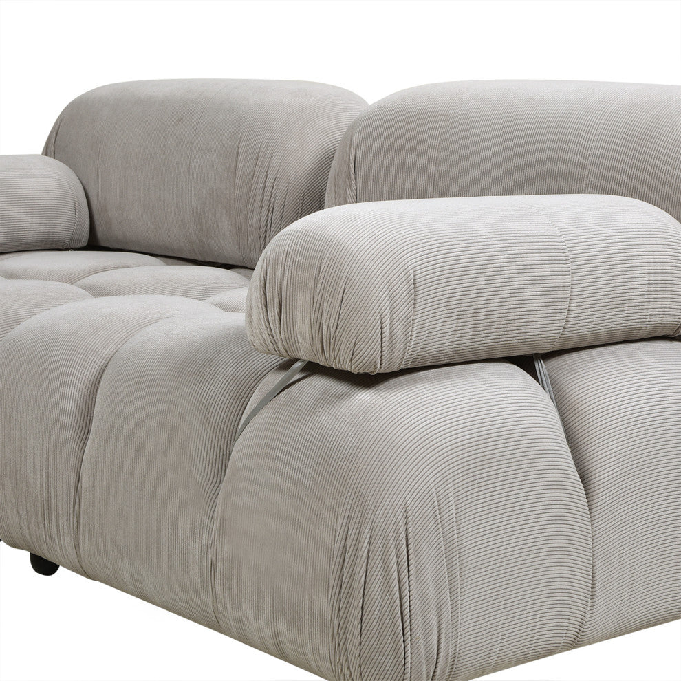 Marcel 72.5" Post-Modern Modular Loveseat, Pebble Gray Corduroy