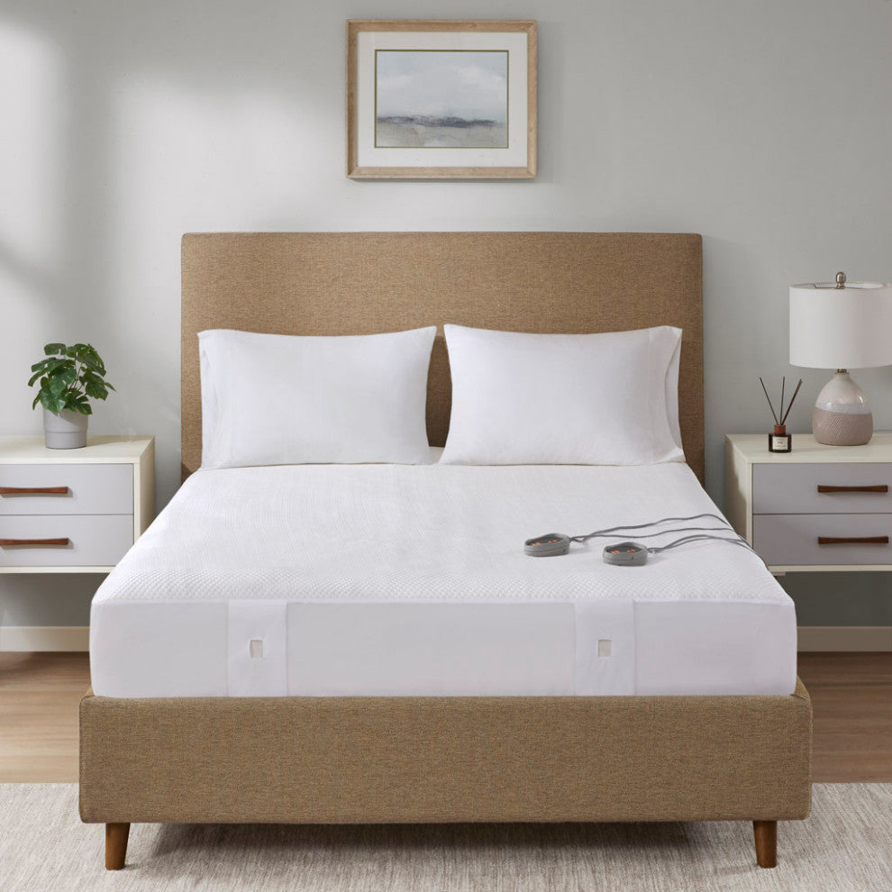 Beautyrest Cool Touch Double Knit Heated Mattress Pad Soft Flexible Wires, White