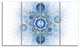 Cabalistic Blue Star Flower, Abstract Canvas Art Print, 48"x28", 4 Panels