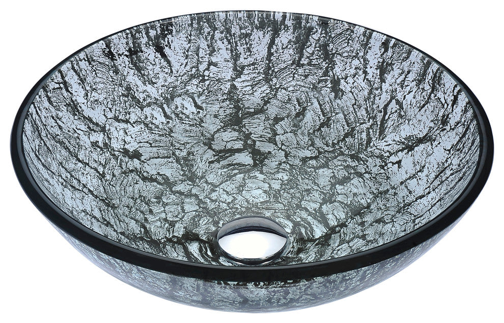 Posh Series Deco-Glass Vessel Sink, Verdure Silver