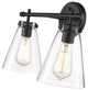 2 Light 16" Matte Black Bathroom Vanity Light