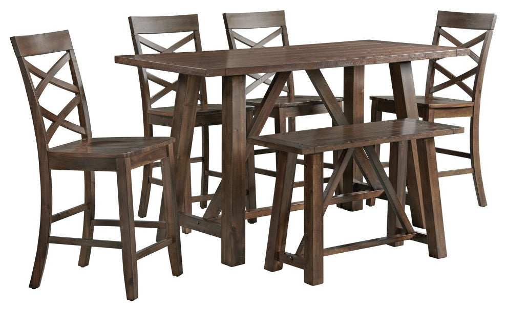 Picket House Furnishings Regan 6-Piece Counter Height Dining Set, Cherry