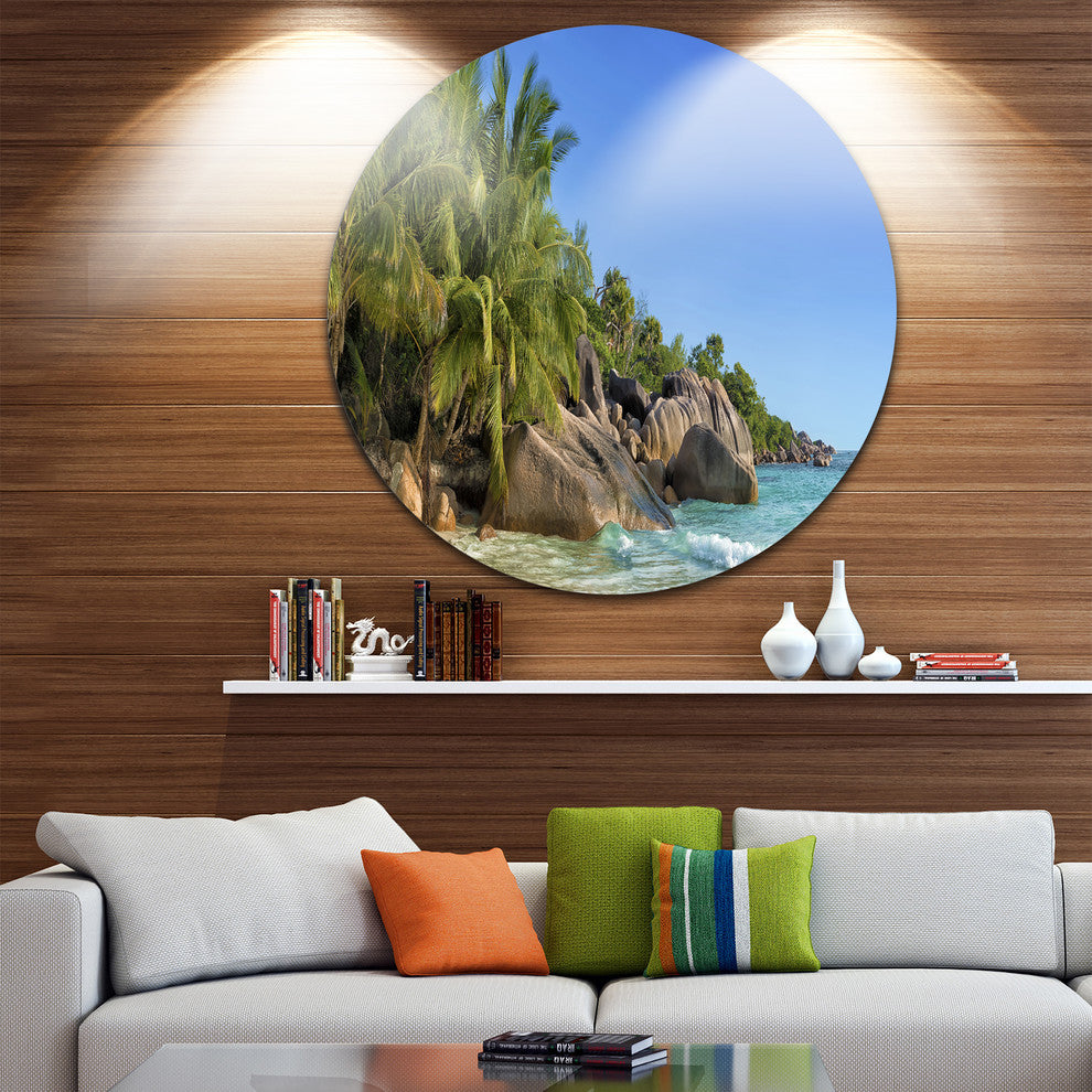 Anse Lazio Praslin Island Seychelles, Seashore Disc Metal Wall Art, 36"
