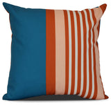 Beach Shack, Stripe Print Outdoor Pillow, Teal, 18"x18"
