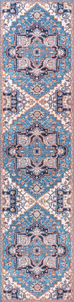 Cirali Ornate Large Medallion Machine Washable Indoor Area Rug, Blue/Beige, 2 X