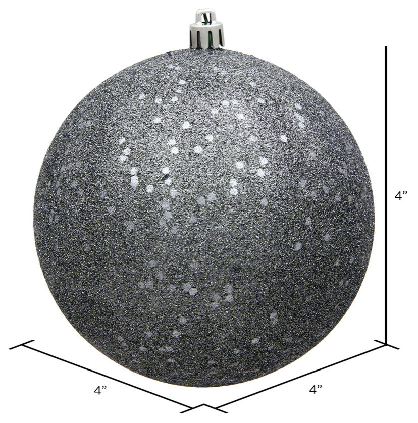Vickerman 4" Pewter Sequin Ball Ornament, 6 per Bag