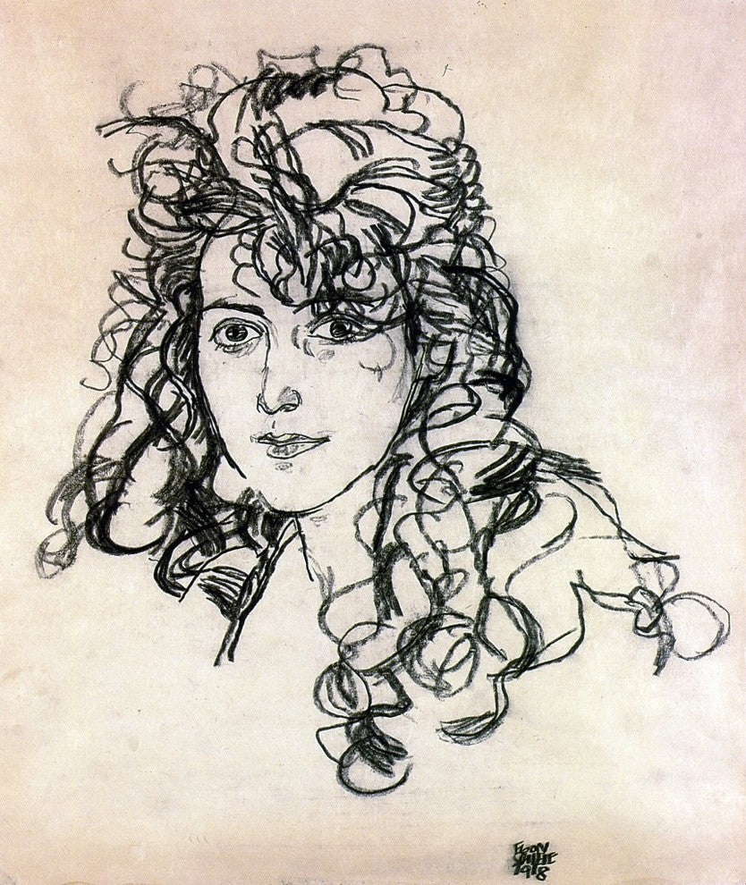 Egon Schiele Madchenkopf, Also known as Frau Sohn Gallery Wrap Canvas, 20"x25"