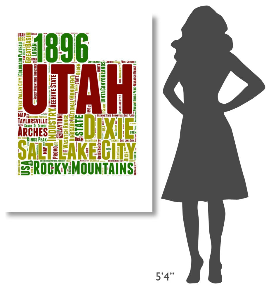 "Utah Word Cloud Map" Fine Art Print