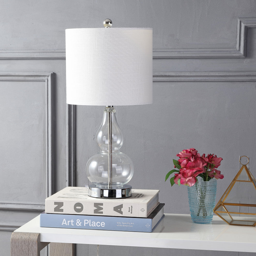Anya 20.5" Mini Glass Table Lamp, Clear, Single