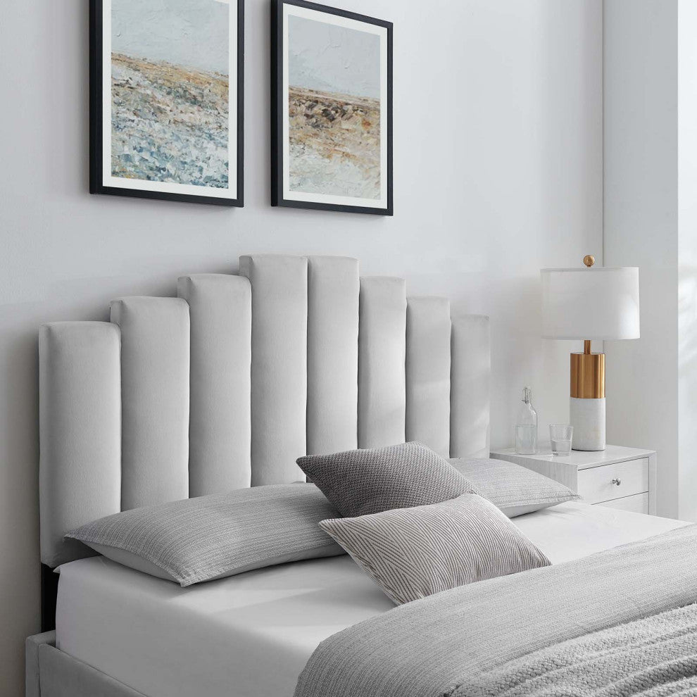Noelle Performance Velvet King/California King Headboard Light Gray