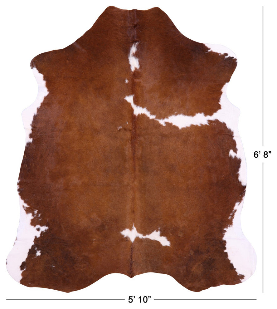 6' 8" X 5' 10" Organic Natural Hair-On Cowhide Area Rug C1454
