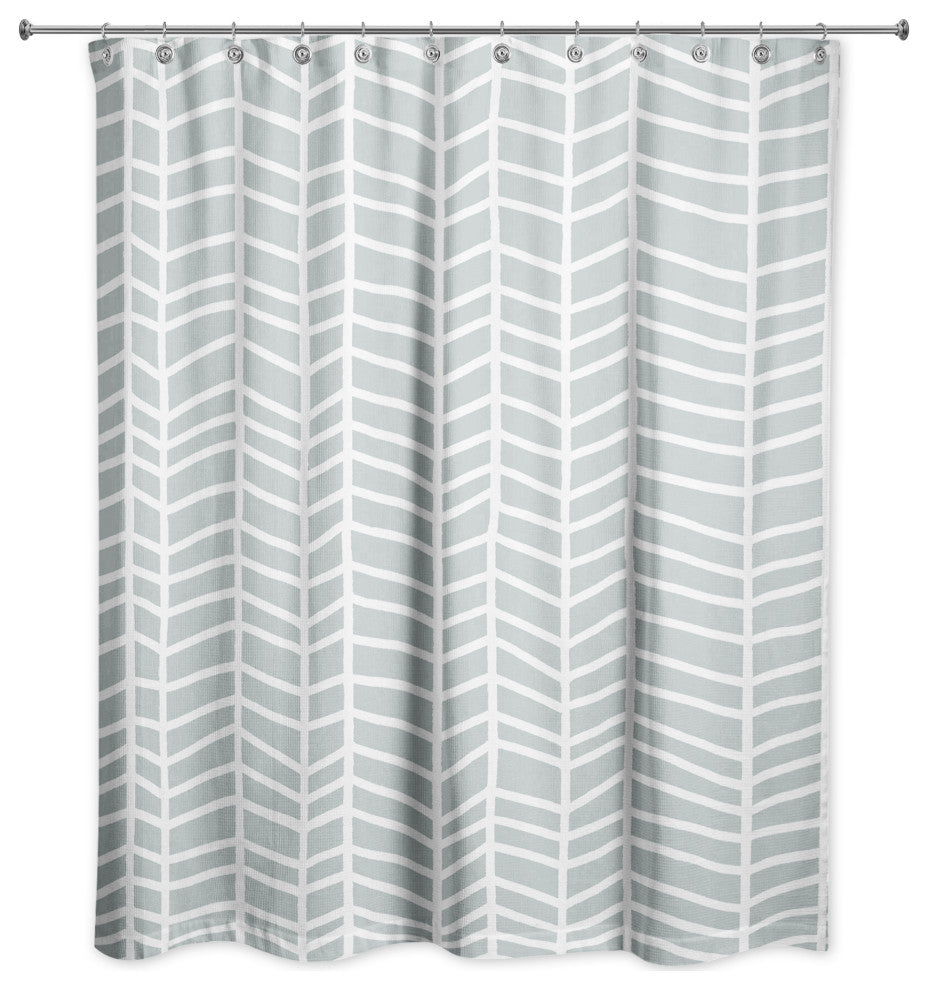 Soft Blue Chevrons 71x74 Shower Curtain