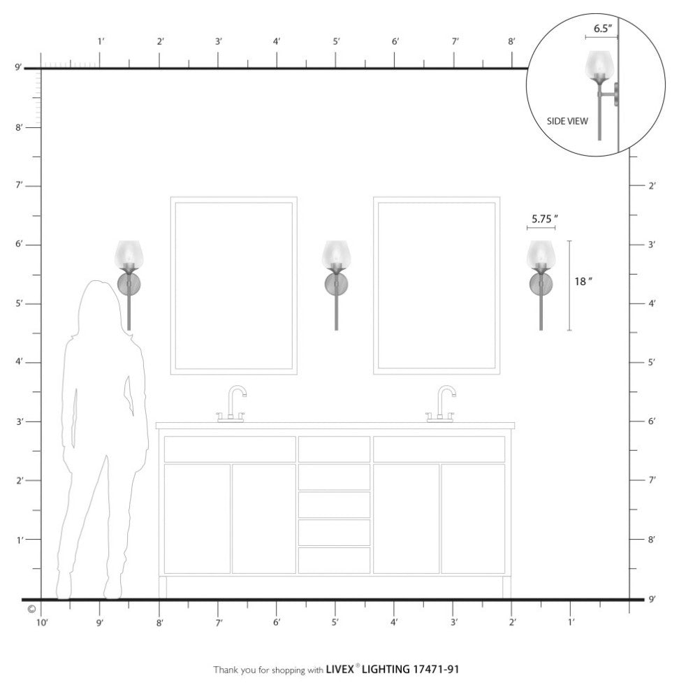 Willow 1 Light Brushed Nickel Vanity Sconce