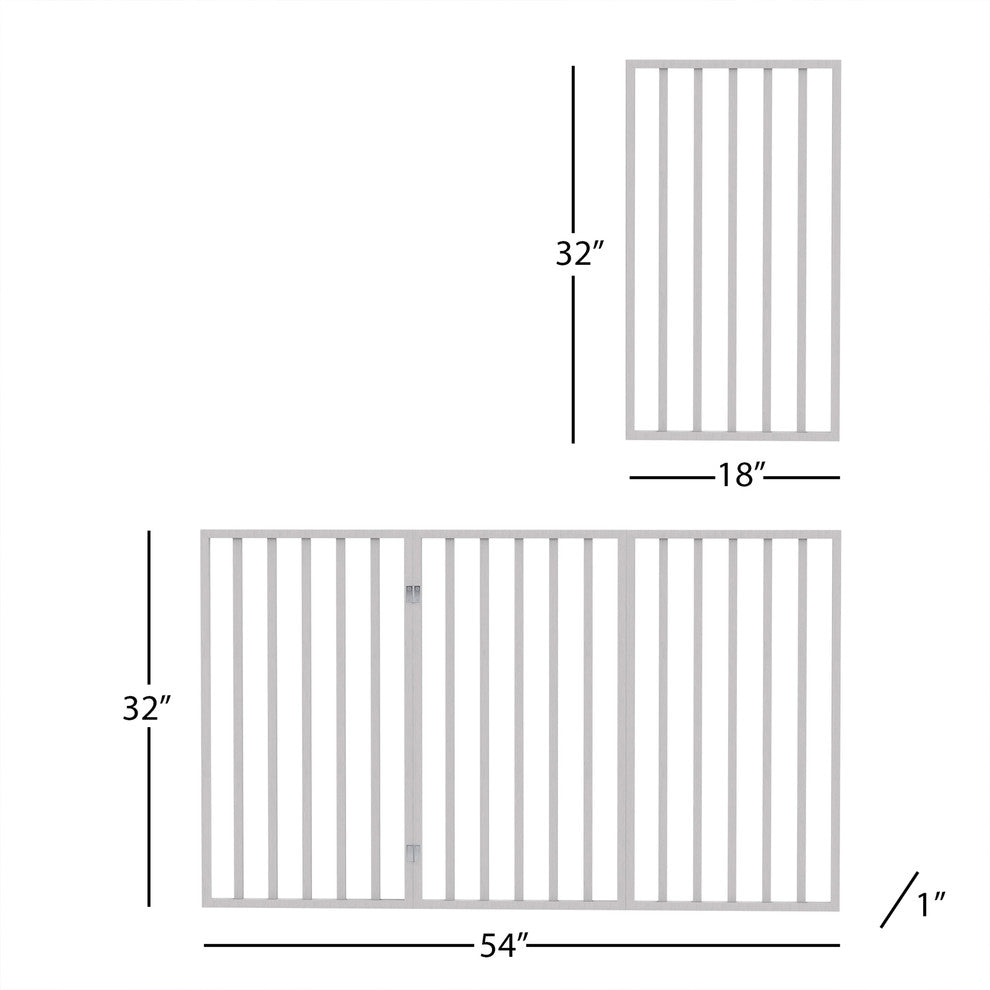 Wooden Pet Gate Tall Freestanding 3 Panel Foldable 54 x32" PETMAKER, White