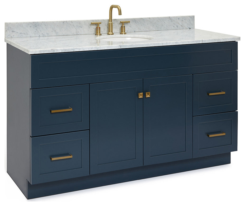 Ariel Hamlet 61" Oval Sink Bath Vanity, 0.75" Carrara Marble