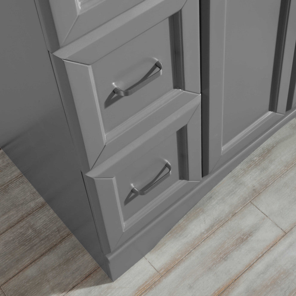 Naples 48" Vanity, Grey With Carrara White Marble Countertop With Mirror
