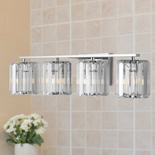 Coco Prism Vintage Metal/Glass Glam LED Vanity Light, Width: 29.75"