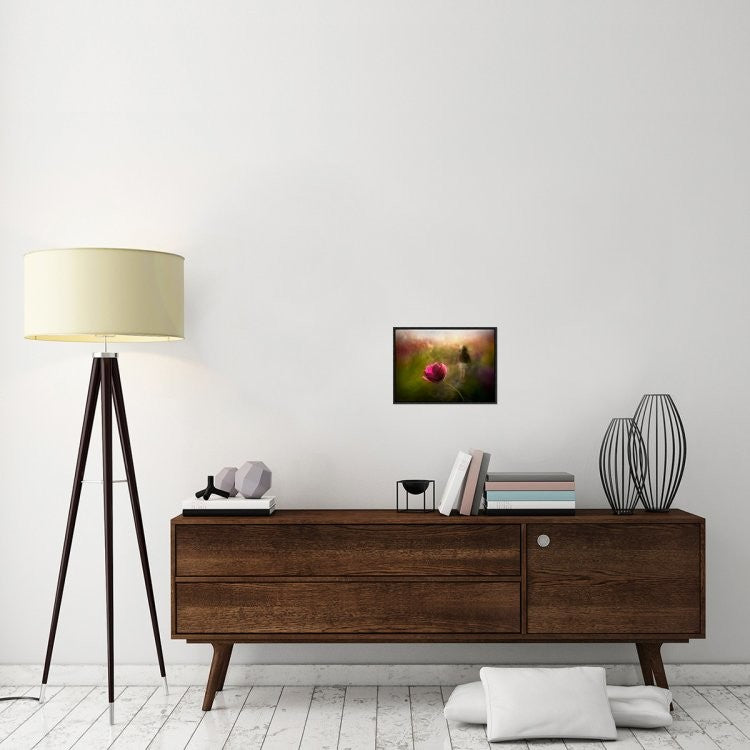 "A Pink Childhood Memory" Framed Canvas Giclee by Shenshen Dou, 17x12"