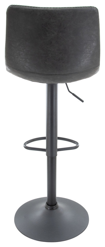 LeisureMod Tilbury Modern Adjustable Height & Swivel Bar Stool, Charcoal Black