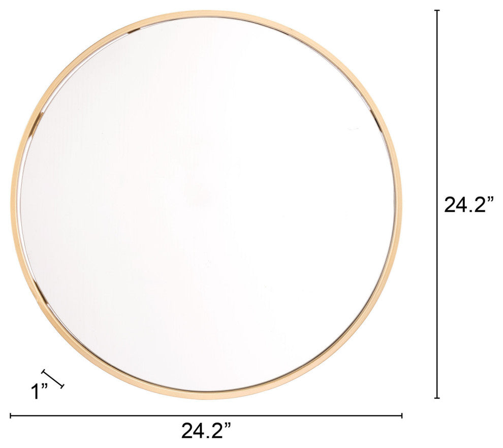 Frame Wall Mirror, Oval, Glass, Steel Metal, Gold, Bedroom Living