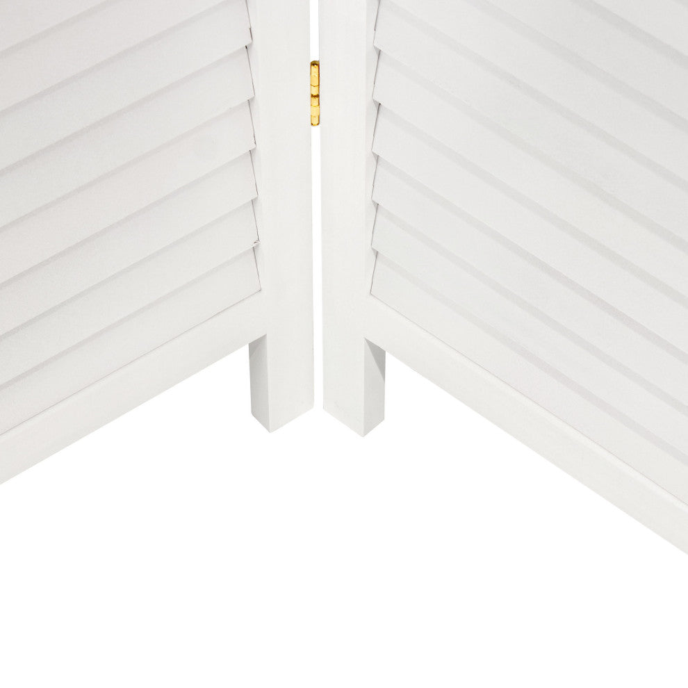 6' Tall Wooden Louvered Room, White, 6 Panel